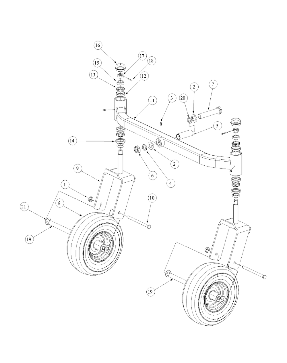 Front Caster Assembly Diagram and Parts List for M60-KW (53AB5D8X150-25-HP)(2003 1/2) Cub Cadet Lawn Tractor